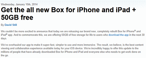 Get the all new Box for iPhone and iPad + 50GB free