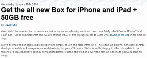 Get the all new Box for iPhone and iPad + 50GB free